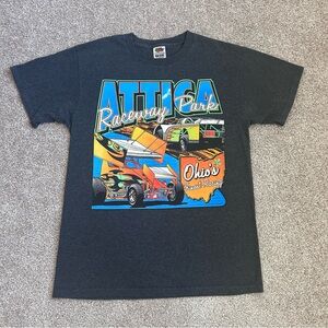 Vintage Attica Raceway Park Ohio Racing Graphic T Shirt Fruit of the Loom M